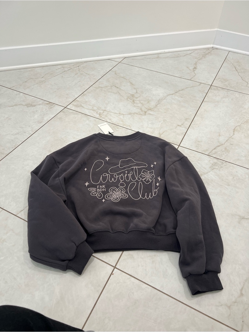 NWT Funky Buddha Anthracite Cowgirl Club Sweatshirt Size Small - Picture 7 of 7